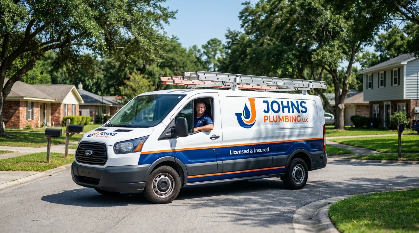 Johns Plumbing LLC service van in Fort Valley, GA