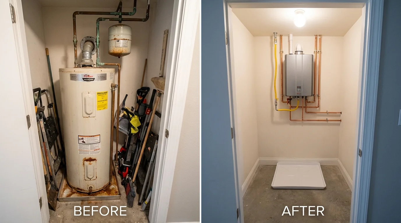 Tank water heater versus wall-mounted tankless unit comparison for Fort Valley, GA homeowners