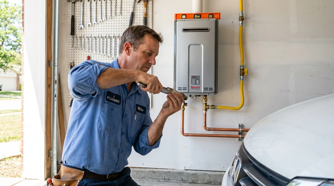 Tankless water heater installation by a Johns Plumbing LLC plumber in Fort Valley