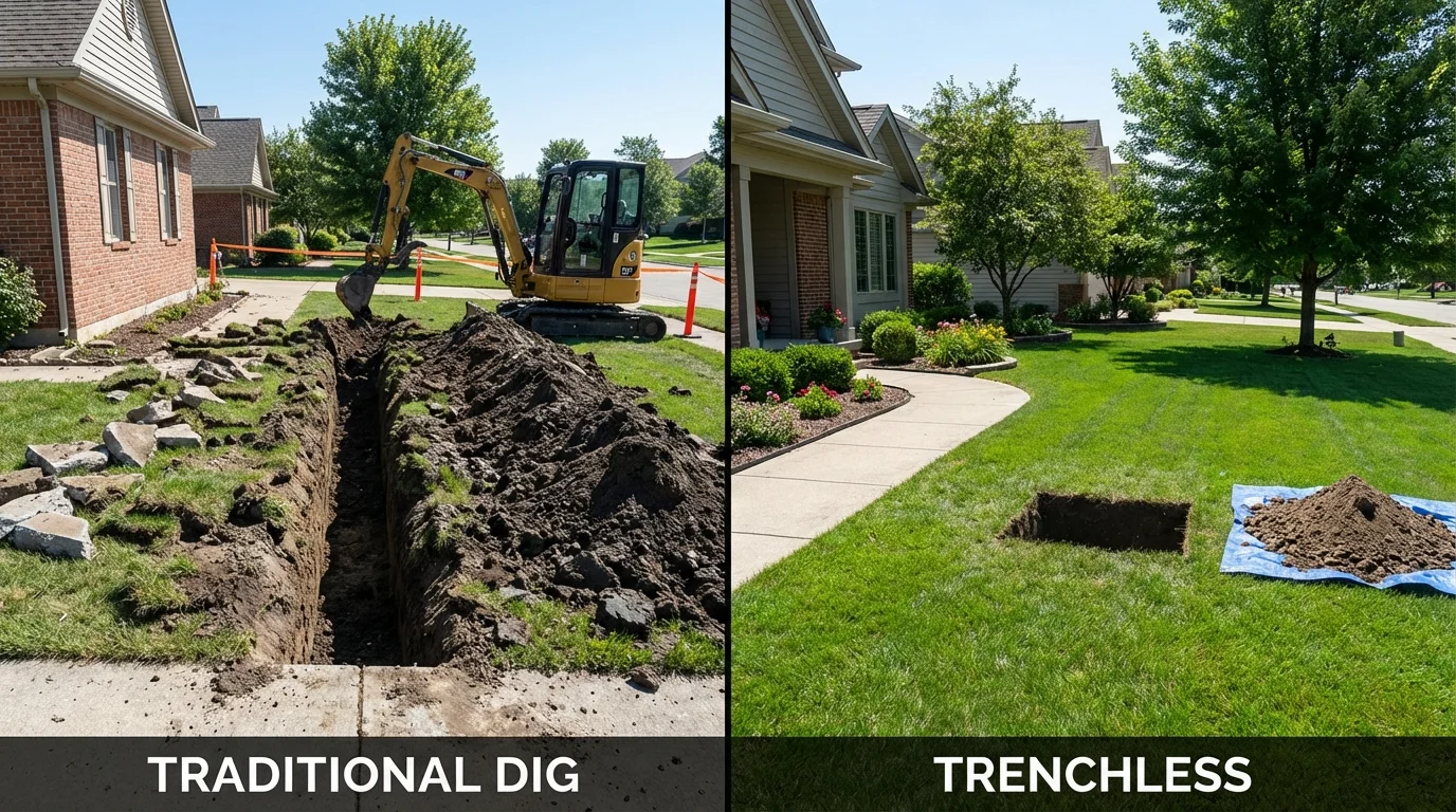 Trenchless sewer repair with minimal yard damage versus traditional excavation in Fort Valley, GA